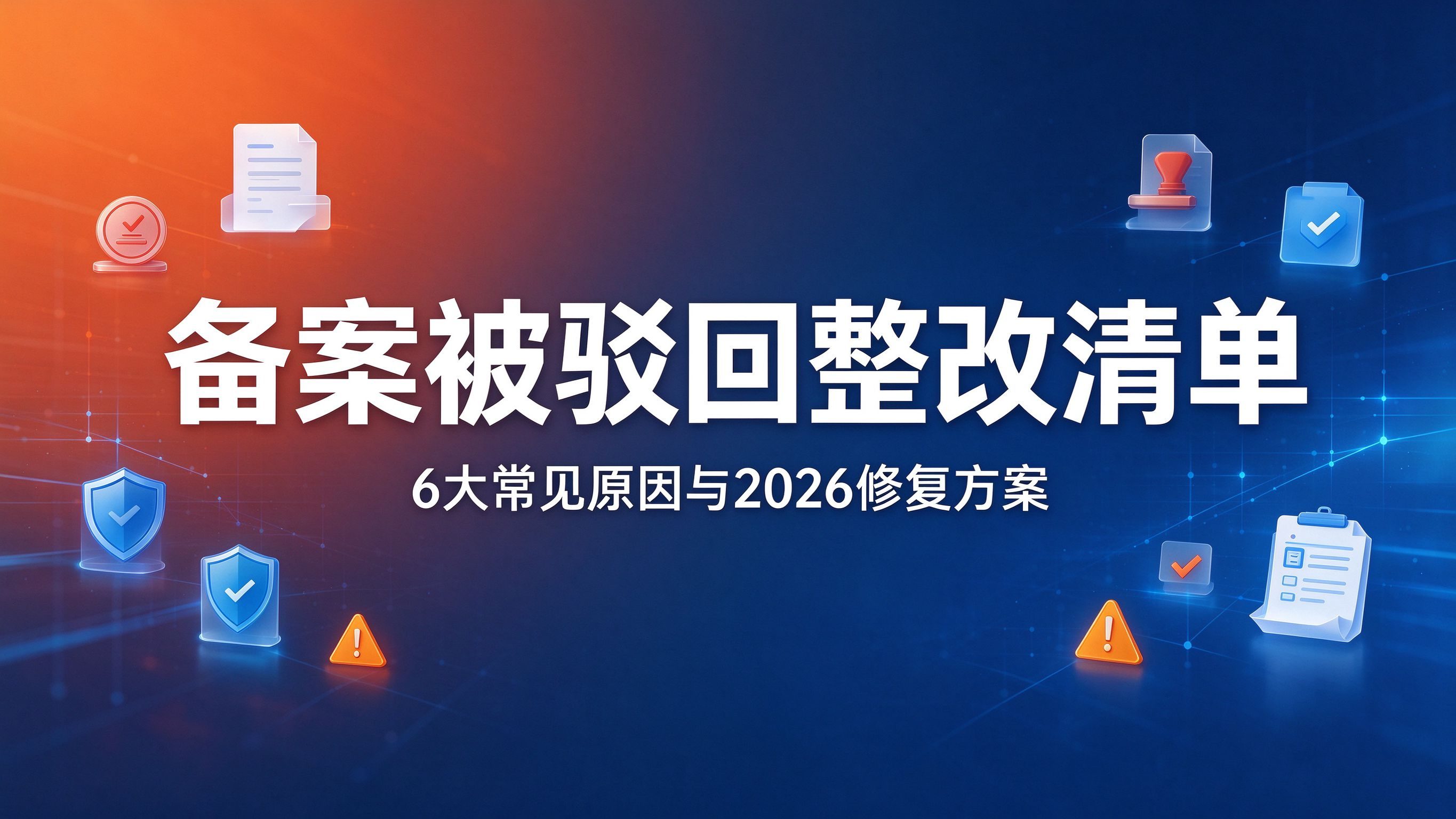 备案被驳回整改清单：6大常见原因与2026修复方案封面图