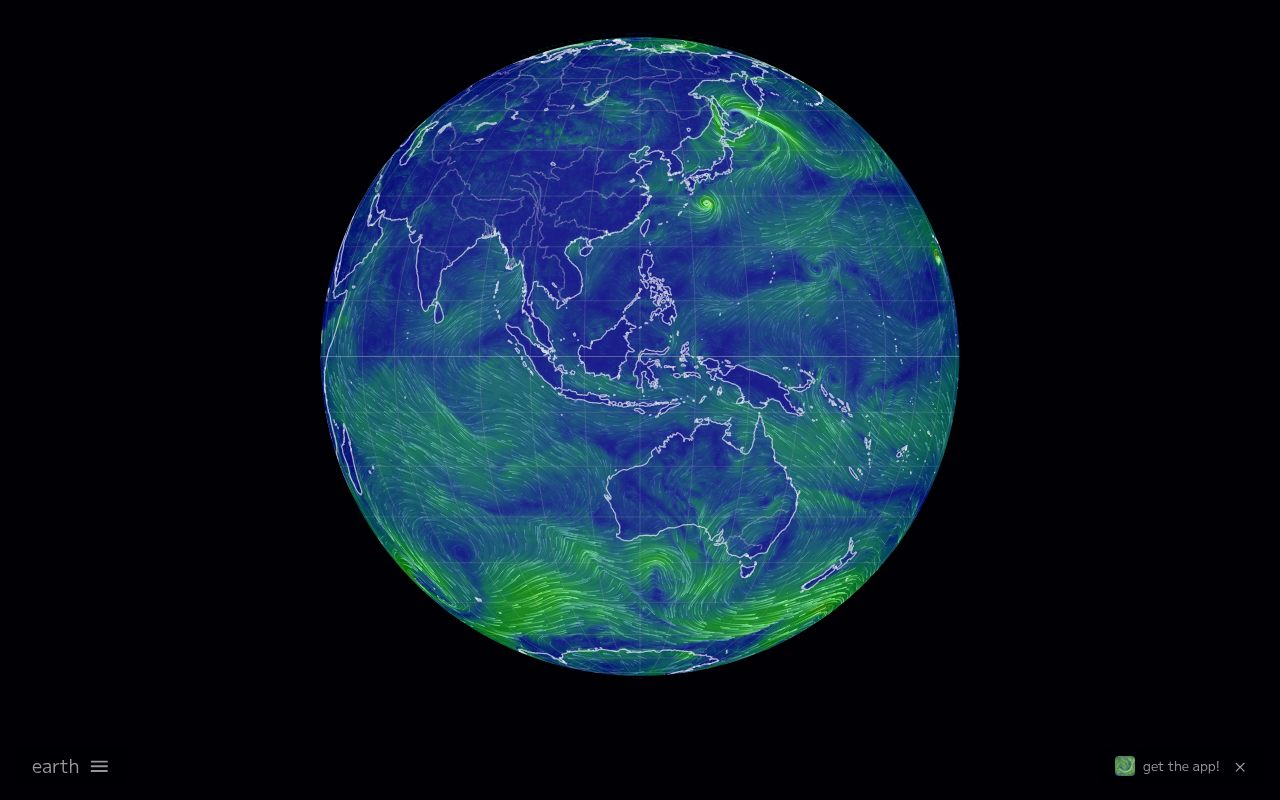 地球风图 Earth Nullschool网站截图