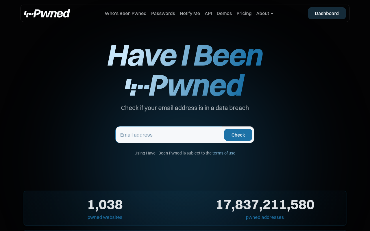Have I Been Pwned网站截图